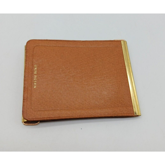 Vintage Schenley Whiskies Pig Skin Wallet Billfold Money Clip Advertising Tan - Picture 3 of 8